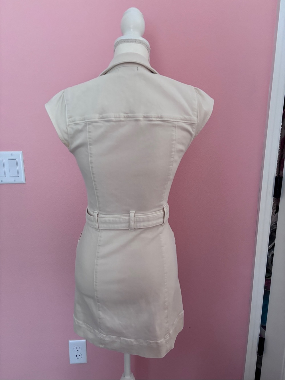 PAIGE Jaxsyn Cream denim Shirt-Style Mini Dress - Picture 4 of 8